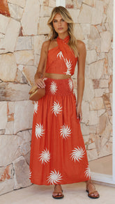 Isabelle Skirt - Rust Sun Print
