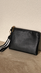 Becca Web Handle Pouch - Black/Stripe