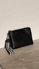 Becca Web Handle Pouch - Black/Stripe
