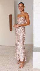 Kahoni Maxi Dress - Beige Floral