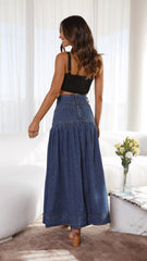 Penelope Midi Skirt - Blue Denim