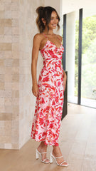 Finnah Midi Dress - Pink/Red Floral