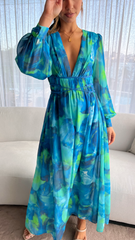 Kayla Maxi Dress - Blue Floral