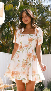 Balta Mini Dress - Peach Floral