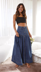 Penelope Midi Skirt - Blue Denim