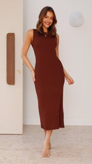 Delilah Knit Maxi Dress - Chocolate