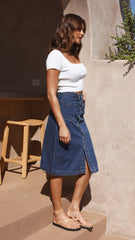 Takara Denim Midi Skirt - Denim