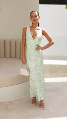 Julietta Maxi Dress - Green Floral