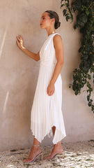 Cali One Shoulder Midi Dress - White