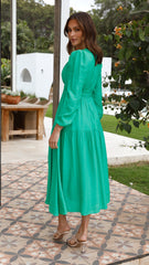 Erin Long Sleeve Midi Dress - Green