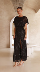 Bowie Maxi Dress - Black Sequin