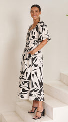 Mel Midi Dress - Beige/Black