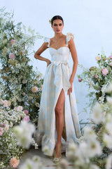 The Veronica Dress in Sky Windsor Brocade