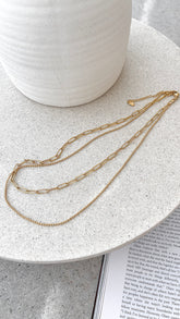 Dani Chain Necklace Set - Gold