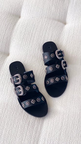 Sol Sana Eastwood Slide - Black Silver