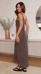 Shannon Midi Dress - Warm Grey Cupro