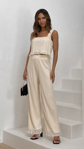 Tyla Top and Pants Set - Bone