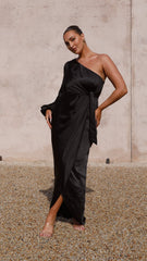 Heidi One Shoulder Maxi Dress - Black