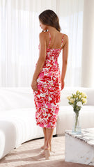 Tammi Midi Dress - Red Floral