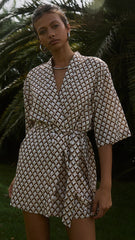 Milani Kimono Dress - Chocolate Geo