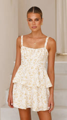 Page Mini Dress - Yellow Floral