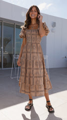 Erica Maxi Dress - Tan/Black