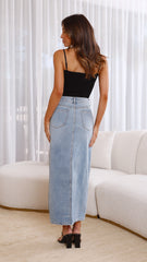 Mandie Midi Skirt - Blue Denim