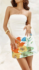 Primrose Mini Dress - White Flower