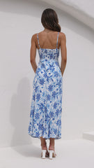 Delilah Midi Dress - Blue/White Floral