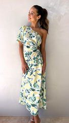 Bethany Midi Dress - Yellow/Green Floral