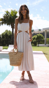 Sachi Midi Dress - Beige