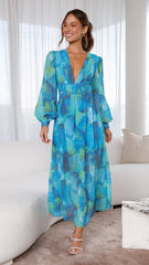 Kayla Maxi Dress - Blue Floral