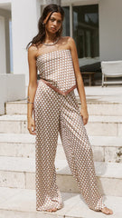 Milani Satin Pant - Chocolate Geo