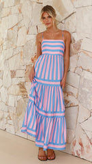 Terrah Maxi Dress - Blue/Pink Stripe