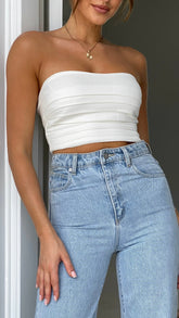 Paigie Crop Top - White