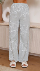 Hailey Button Up Shirt and Pants Set - Sage Floral