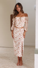 Caroline Midi Skirt - Rosie Print