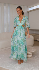 Marianne Maxi Dress - Green Floral