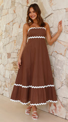 Brodey Midi Dress - Chocolate/White