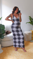 Terria Maxi Dress - Black Check