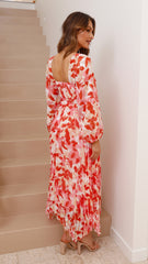 Isla Midi Dress - Pink/Red Floral