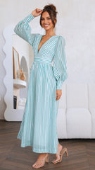 Adora Maxi Dress - Green Stripe