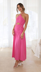 Leyah Midi Dress - Hot Pink