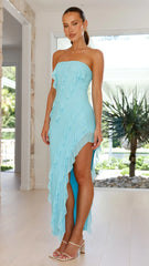 Eleanor Strapless Midi Dress - Blue