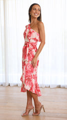 Calie Midi Dress - Pink Floral