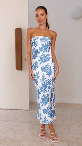 Rosa Maxi Dress - Blue Floral