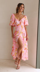 Louise Midi Dress - Pink