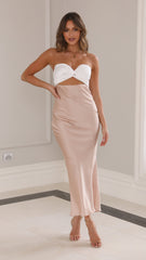 Matilda Maxi Dress - White/Champagne