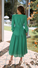 Erin Long Sleeve Midi Dress - Emerald