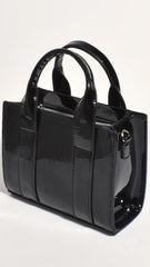 Mallory High Shine Mini Tote Bag - Black